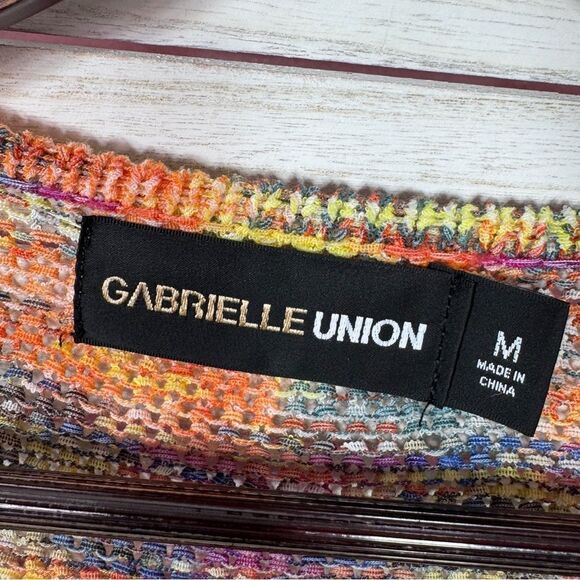 Gabrielle Union Marled Rainbow Knit Shrug Sweater Long Sleeve Multicolor Medium - Picture 9 of 12